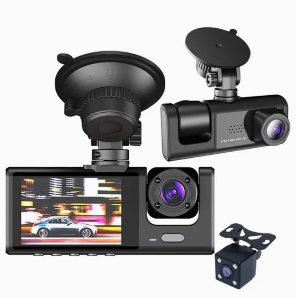 كاميرا السيارة ثلاثية العدسات – Triple Lens Dash Cam