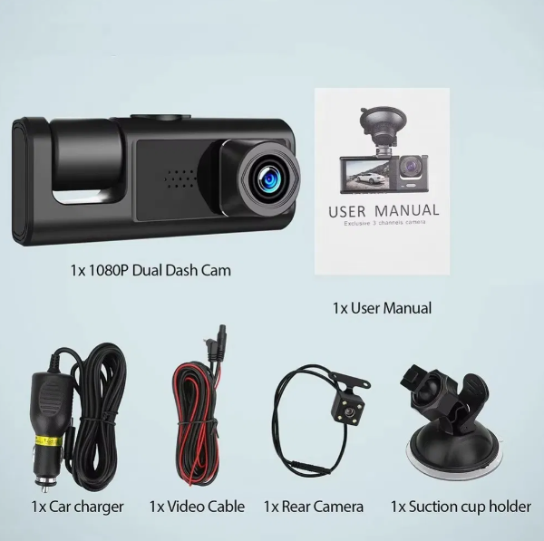 كاميرا السيارة ثلاثية العدسات – Triple Lens Dash Cam